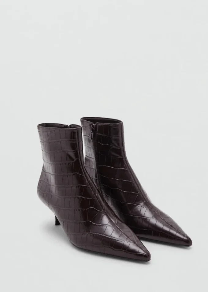 Bottines à bout pointu en simili cuir croco