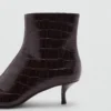 Bottines à bout pointu en simili cuir croco