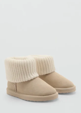 Bottines en cuir avec détail tricoté
