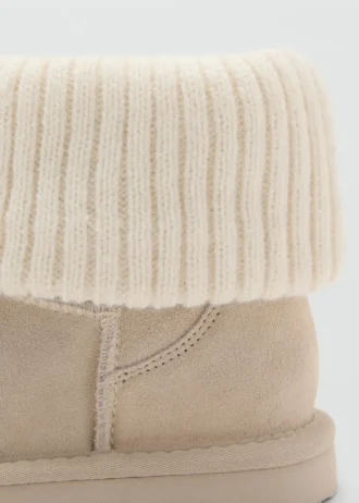 Bottines en cuir avec détail tricoté