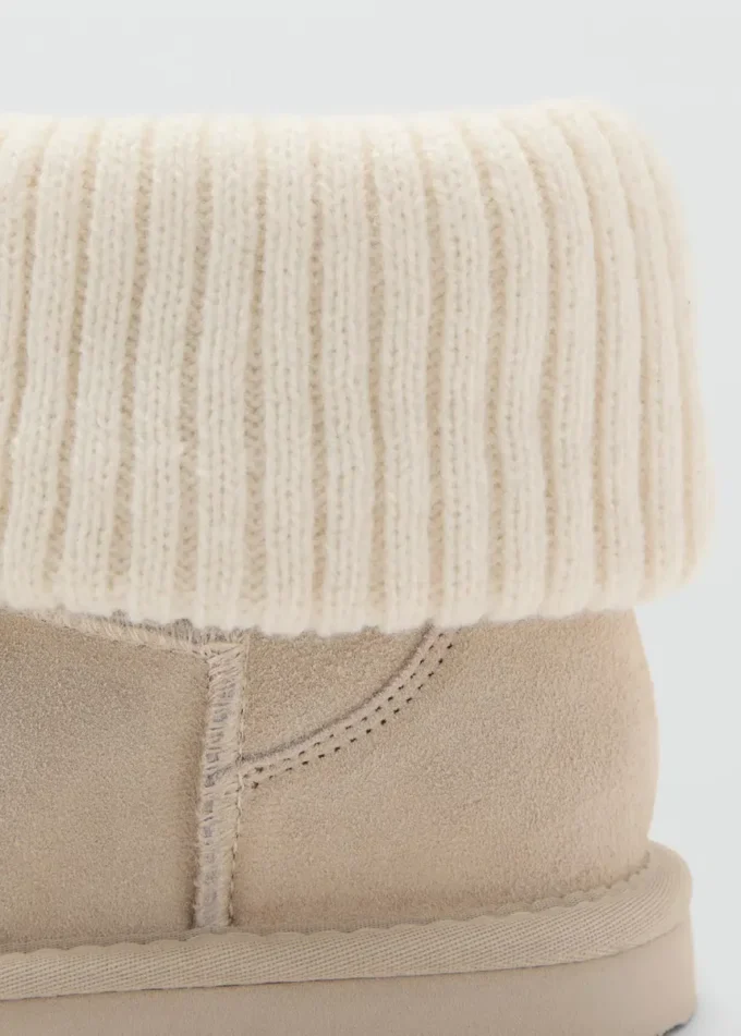 Bottines en cuir avec détail tricoté
