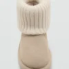 Bottines en cuir avec détail tricoté