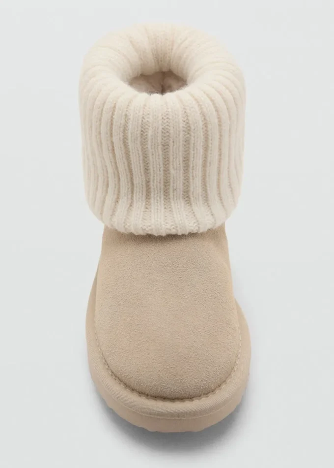 Bottines en cuir avec détail tricoté