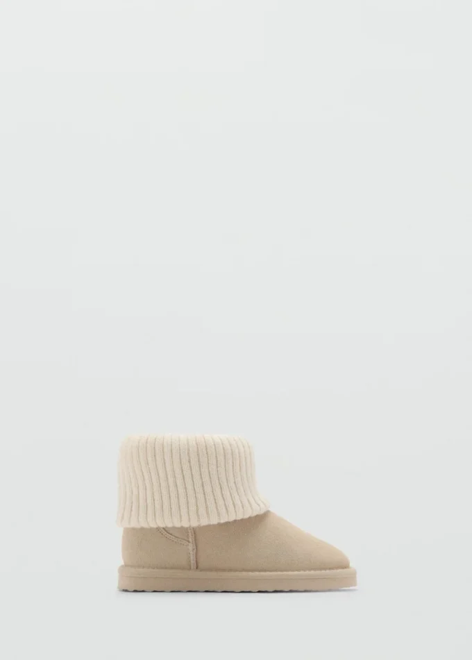 Bottines en cuir avec détail tricoté