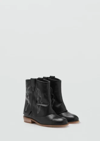Bottines en cuir avec détails brodés