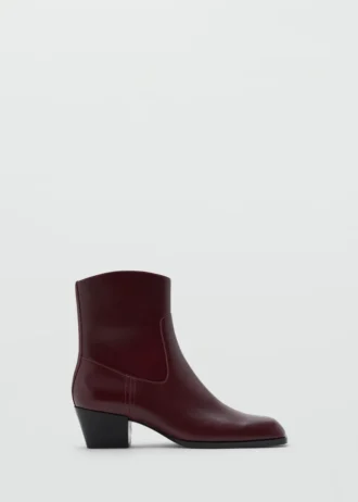 Bottines en cuir à bout carré