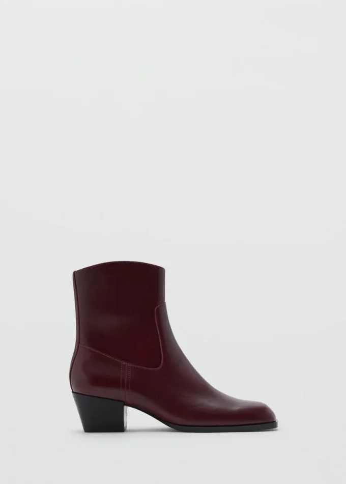 Bottines en cuir à bout carré