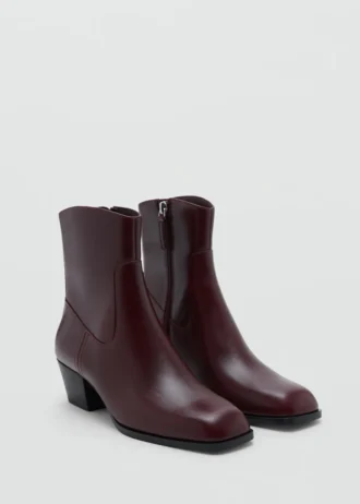 Bottines en cuir à bout carré