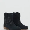 Bottines en cuir brodé