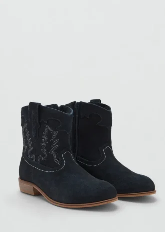 Bottines en cuir brodé