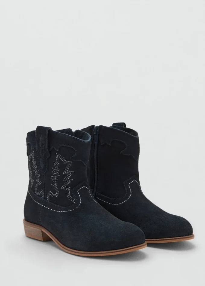 Bottines en cuir brodé