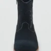 Bottines en cuir brodé