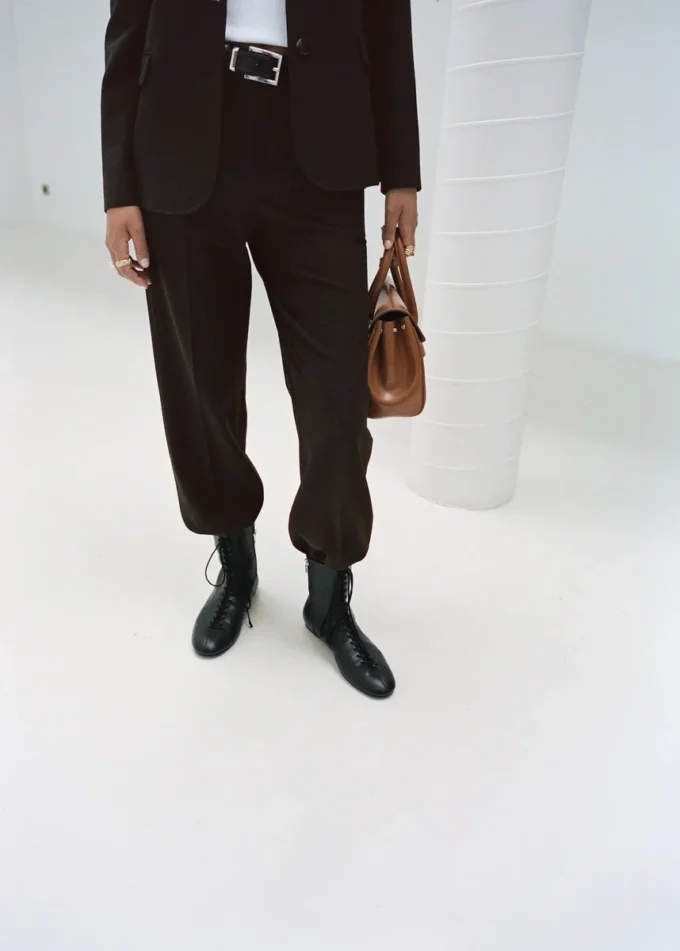Bottines en cuir à lacets
