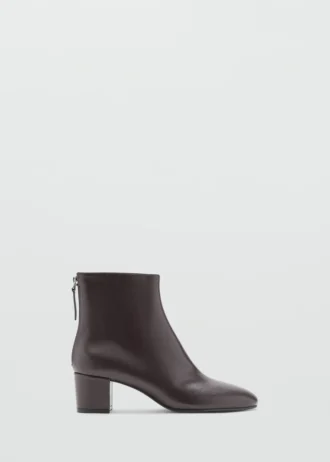 Bottines en cuir à talon carré