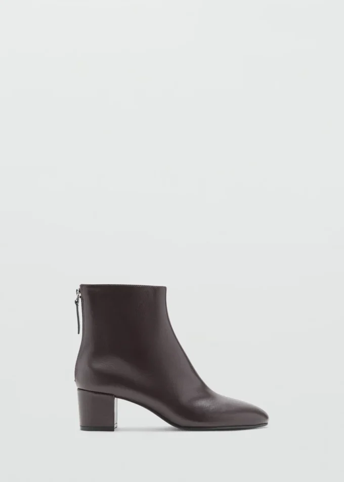Bottines en cuir à talon carré