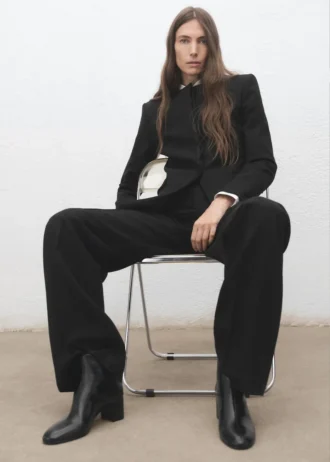 Bottines en cuir à talon carré