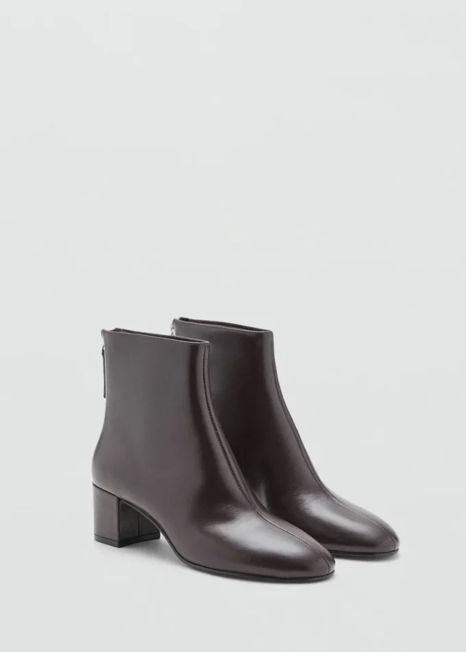 Bottines en cuir à talon carré