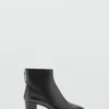 Bottines en cuir à talon carré
