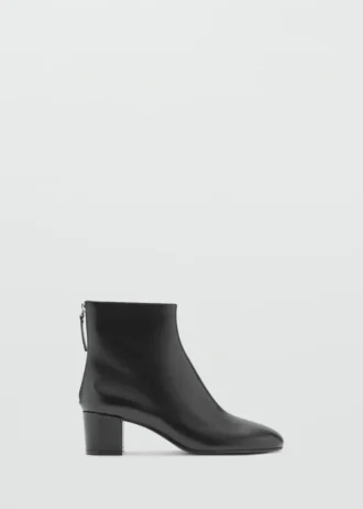 Bottines en cuir à talon carré