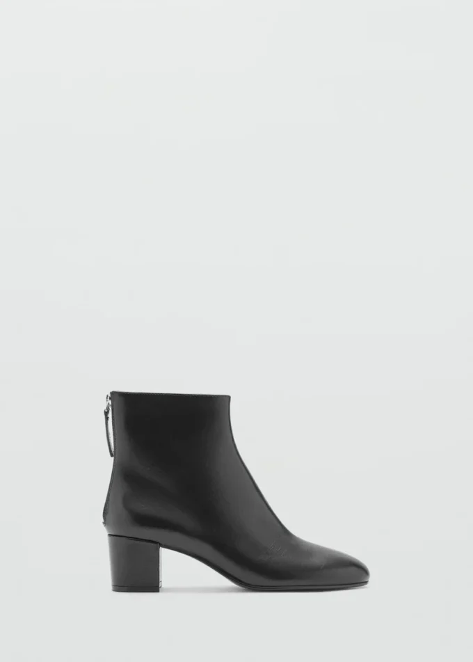 Bottines en cuir à talon carré