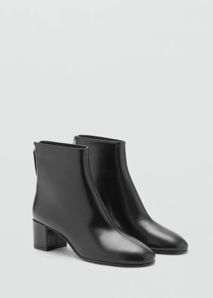 Bottines en cuir à talon carré
