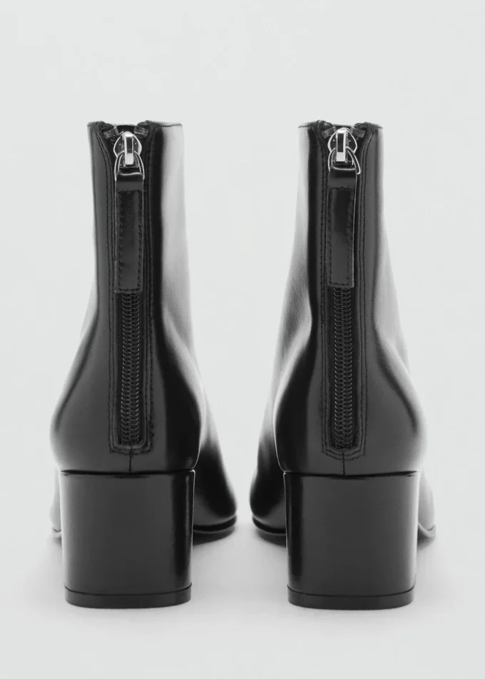 Bottines en cuir à talon carré