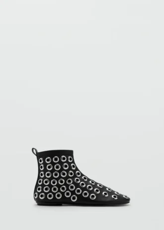 Bottines en simili cuir à œillets
