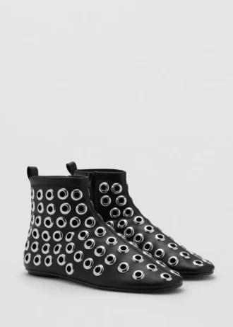 Bottines en simili cuir à œillets