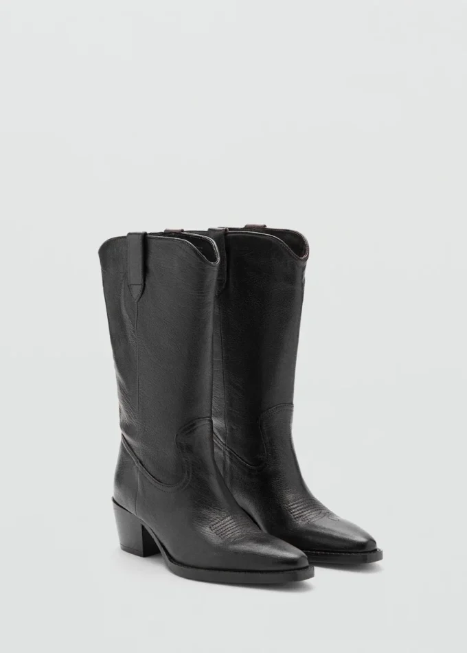 Bottines pointues en cuir