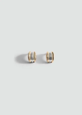 Boucles d&rsquo;oreilles créoles avec relief bicolore