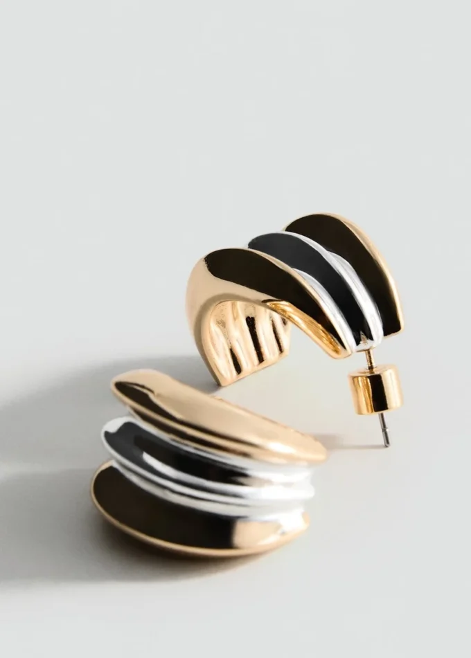 Boucles d&rsquo;oreilles créoles avec relief bicolore
