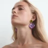 Boucles d&rsquo;oreilles pendantes bicolores
