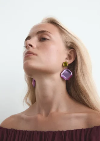 Boucles d&rsquo;oreilles pendantes bicolores