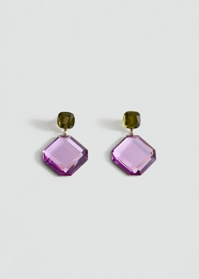 Boucles d&rsquo;oreilles pendantes bicolores