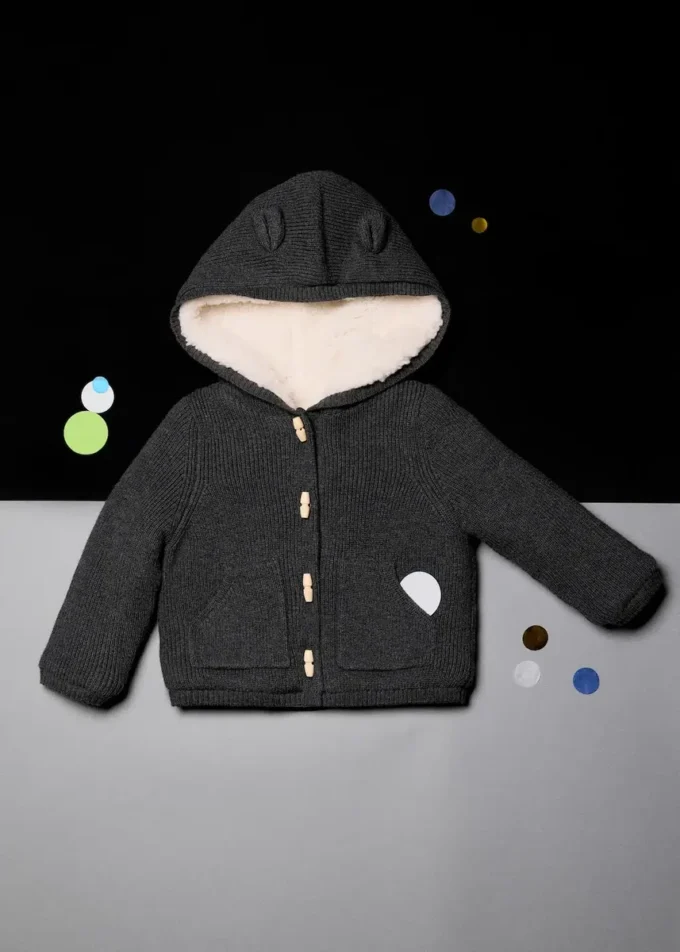 Cardigan à capuche en peau lainée
