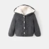 Cardigan à capuche en peau lainée