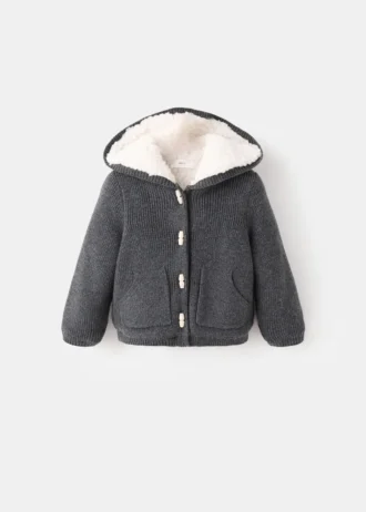 Cardigan à capuche en peau lainée