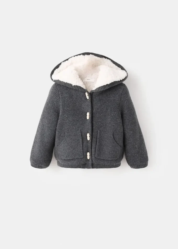 Cardigan à capuche en peau lainée
