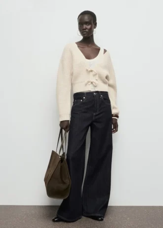 Cardigan à col en V avec nœuds