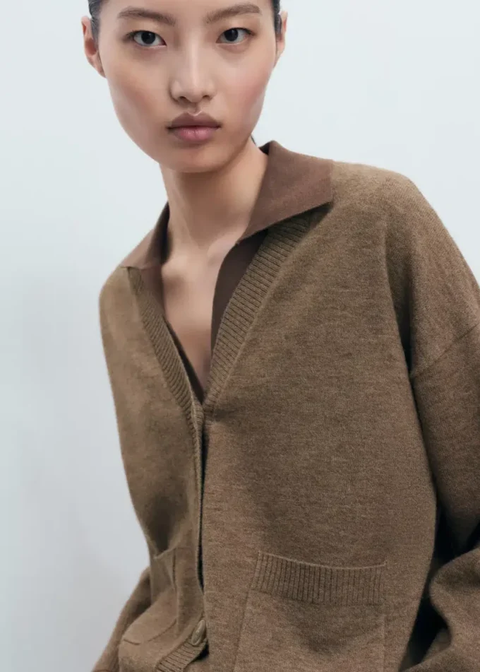 Cardigan à col en V avec poches