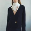 Cardigan croisé avec bouton bijou