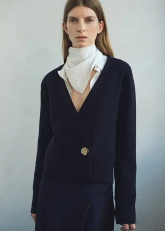 Cardigan croisé avec bouton bijou