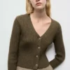 Cardigan côtelé à col en V