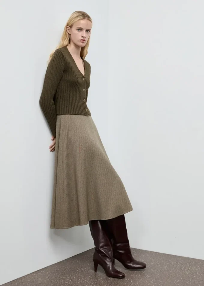 Cardigan côtelé à col en V