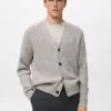 Cardigan côtelé en laine mélangée