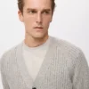 Cardigan côtelé en laine mélangée