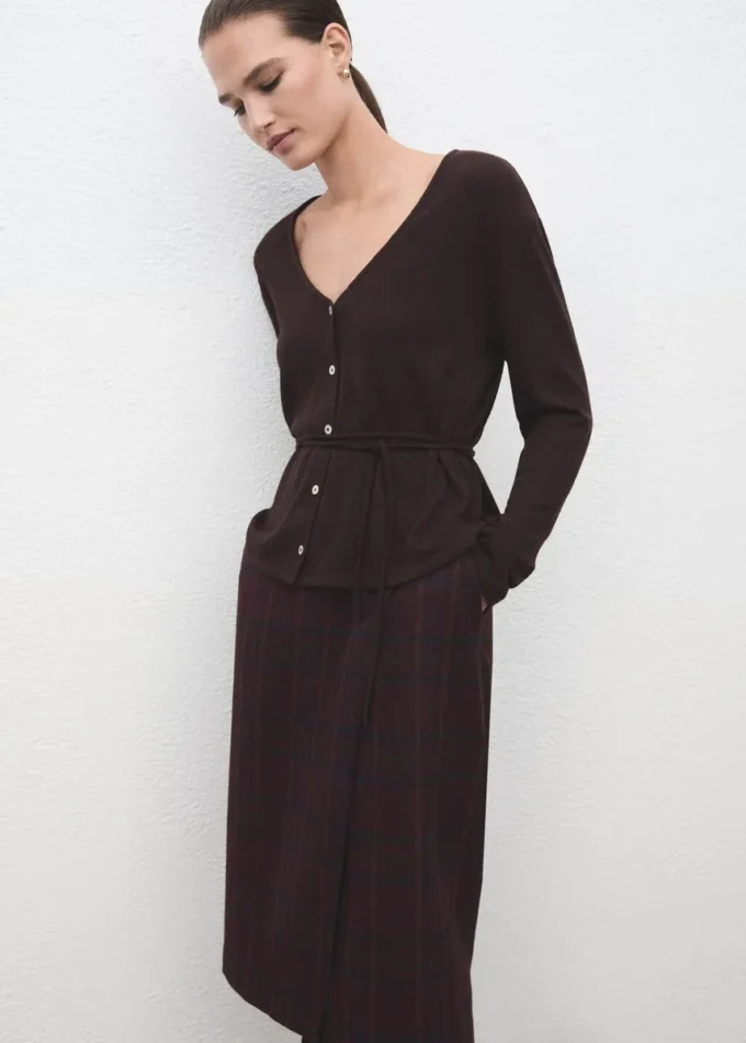 Cardigan en maille avec nœud