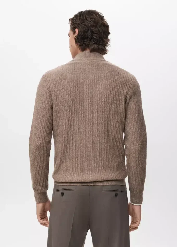 Cardigan en maille côtelée avec fermeture éclair