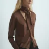 Cardigan en maille fine avec foulard