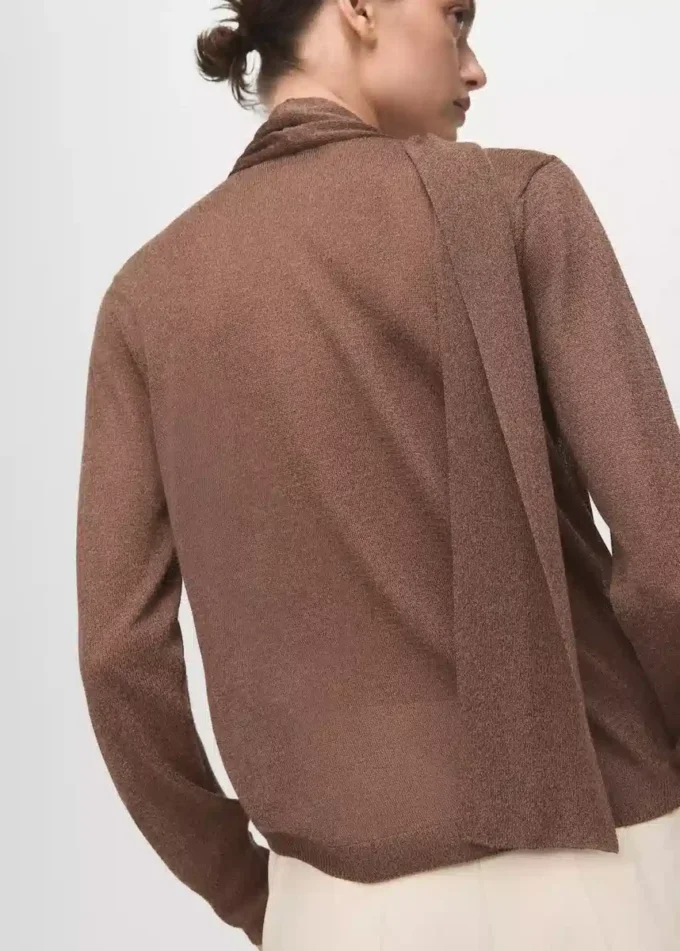 Cardigan en maille fine avec foulard